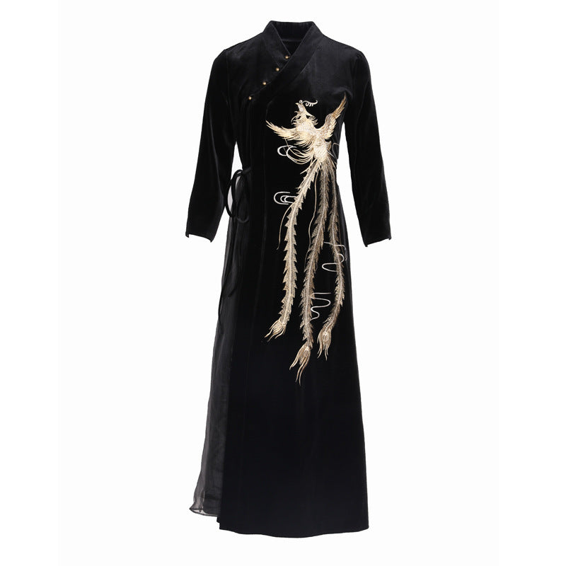 Women's Fashion Waist Slimming Velvet Dress