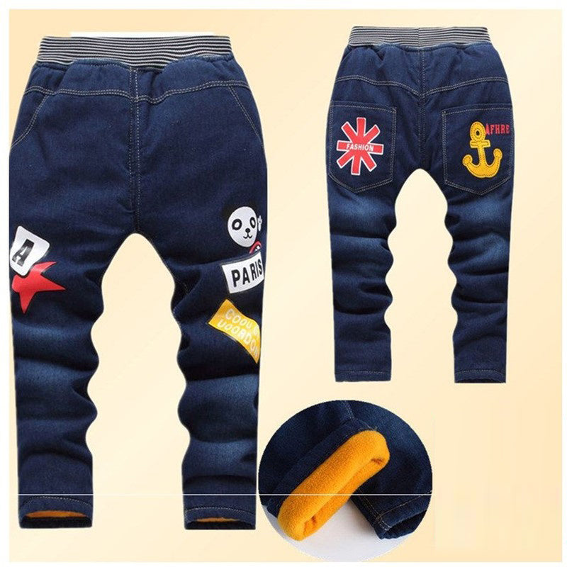 Winter children's thick jeans