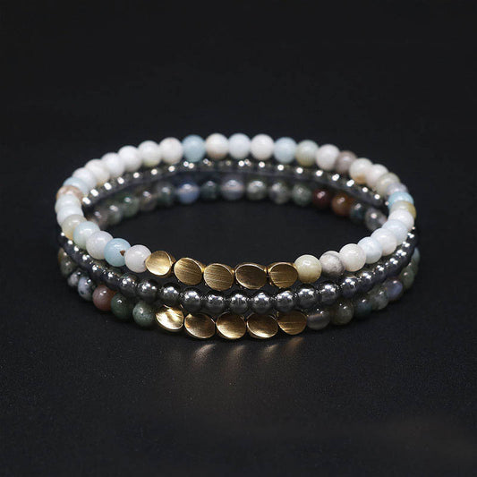 4mm Natural Indian Agate Bronze Beads Bracelet