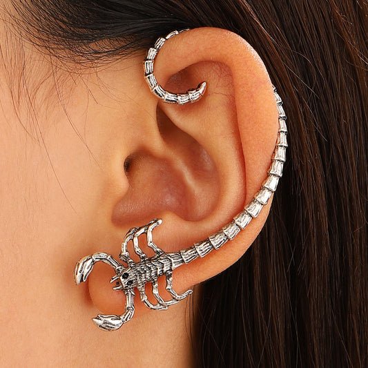 Punk Scorpion Earrings Gothic Hip-hop Style Creative Personality Alloy Ear Clip And Ear Hook Jewelry