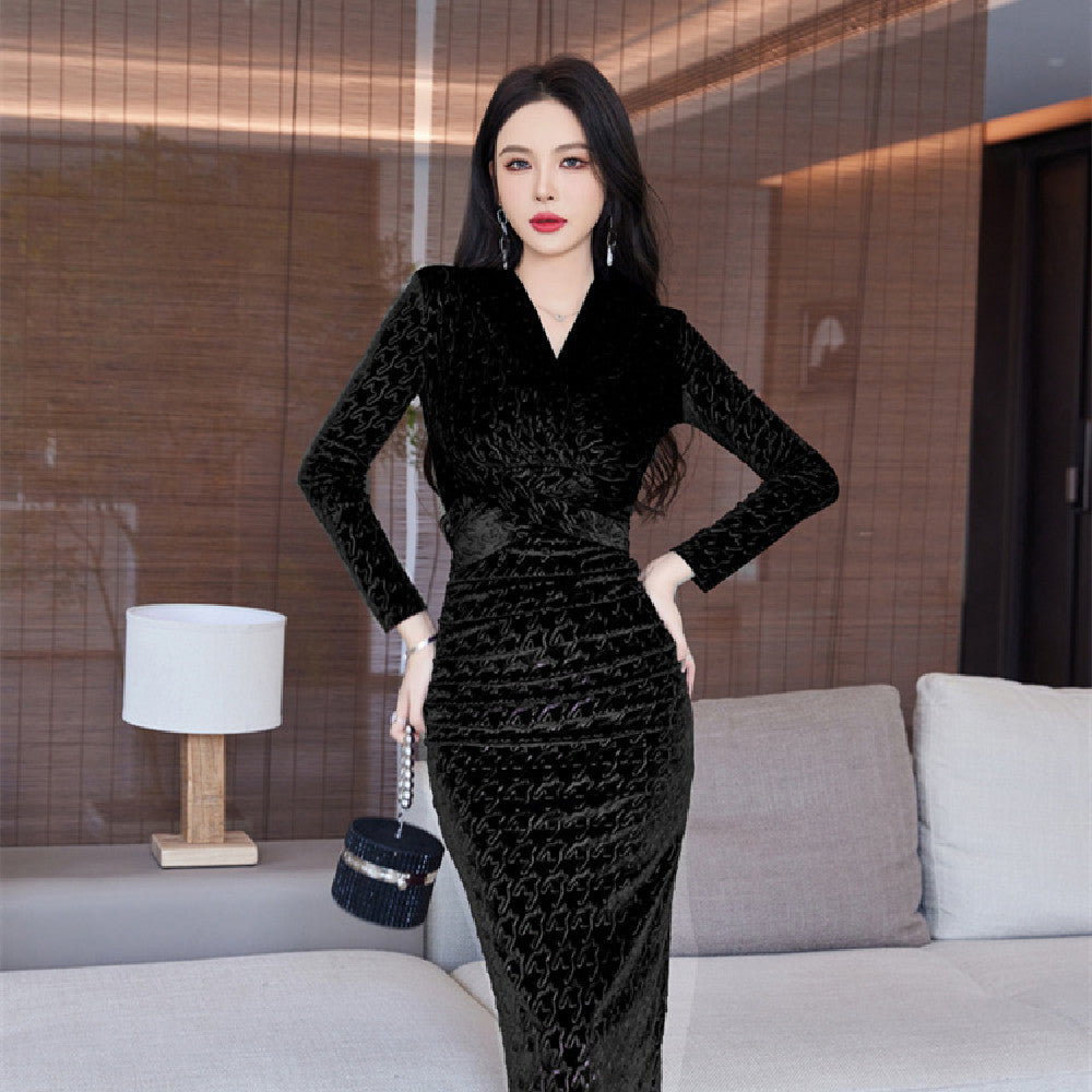 Fashion Personality Velvet Dress Women