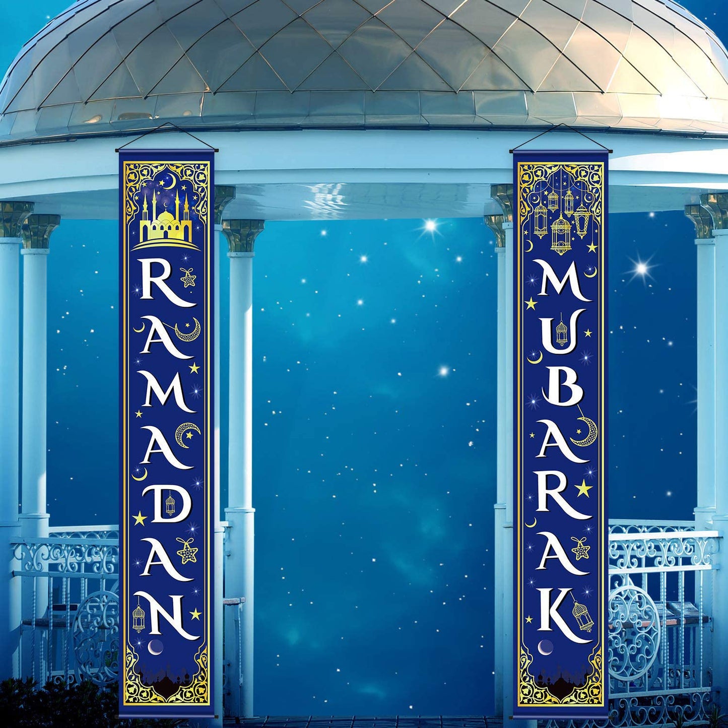 Eid Mubarak Couplet Festival Celebration Decoration Door Curtain Outdoor Banner