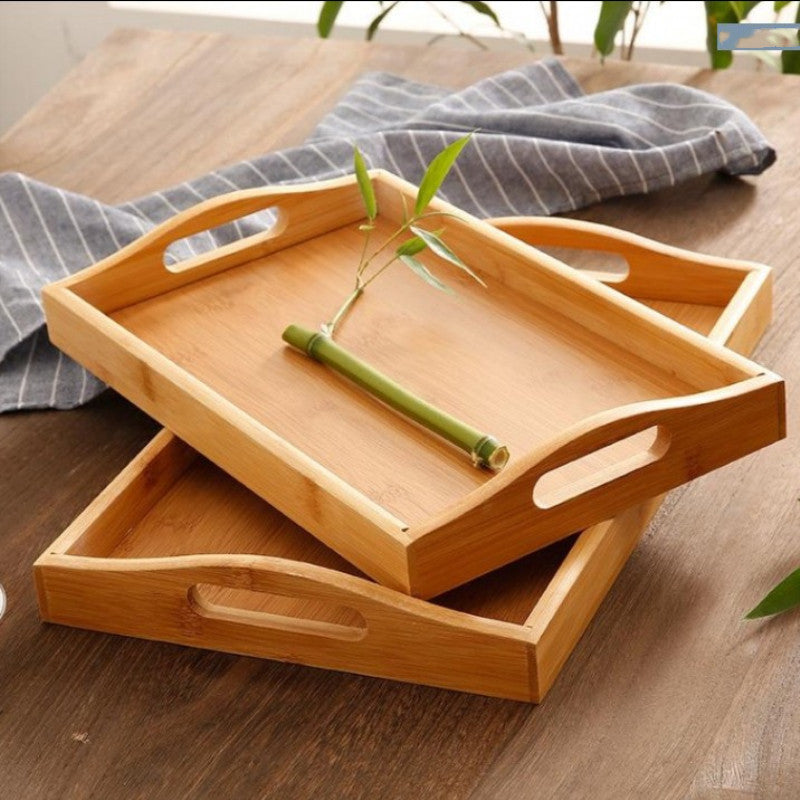 Rectangular Double Ear Bamboo Tea Set Tray Restaurant Tray