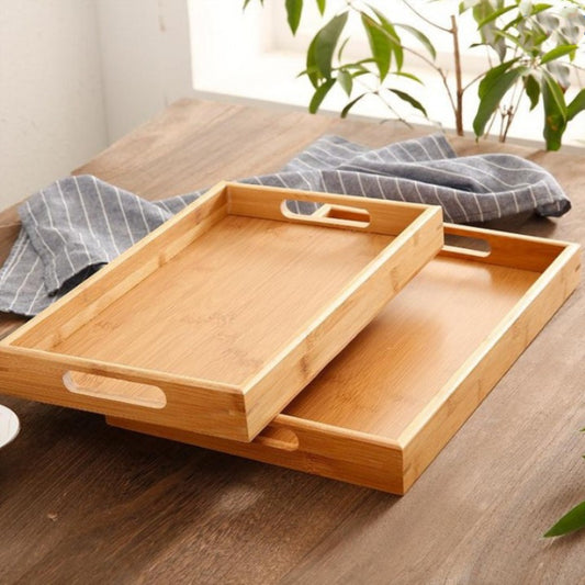 Rectangular Double Ear Bamboo Tea Set Tray Restaurant Tray