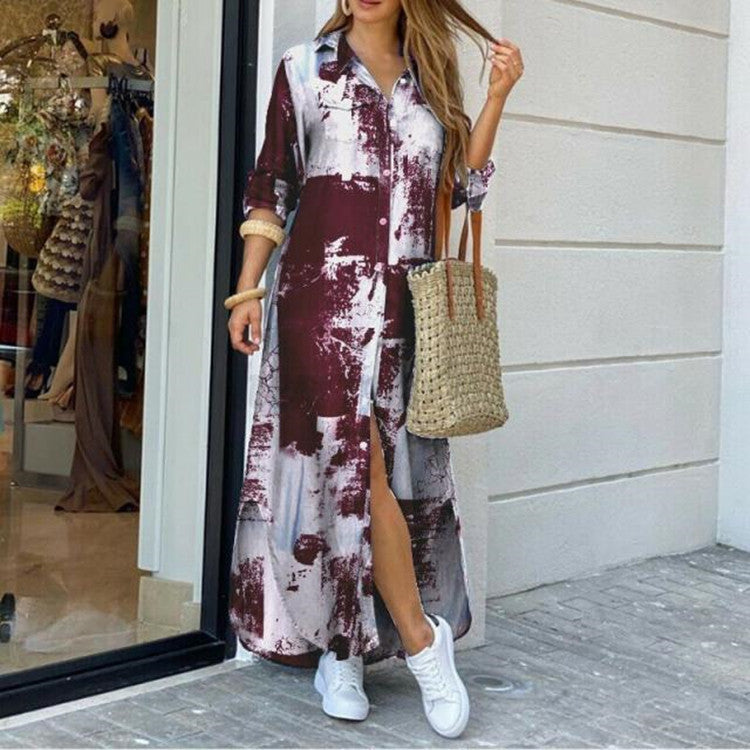 New Fashion Long Sleeve Shirt Skirt Long Dress