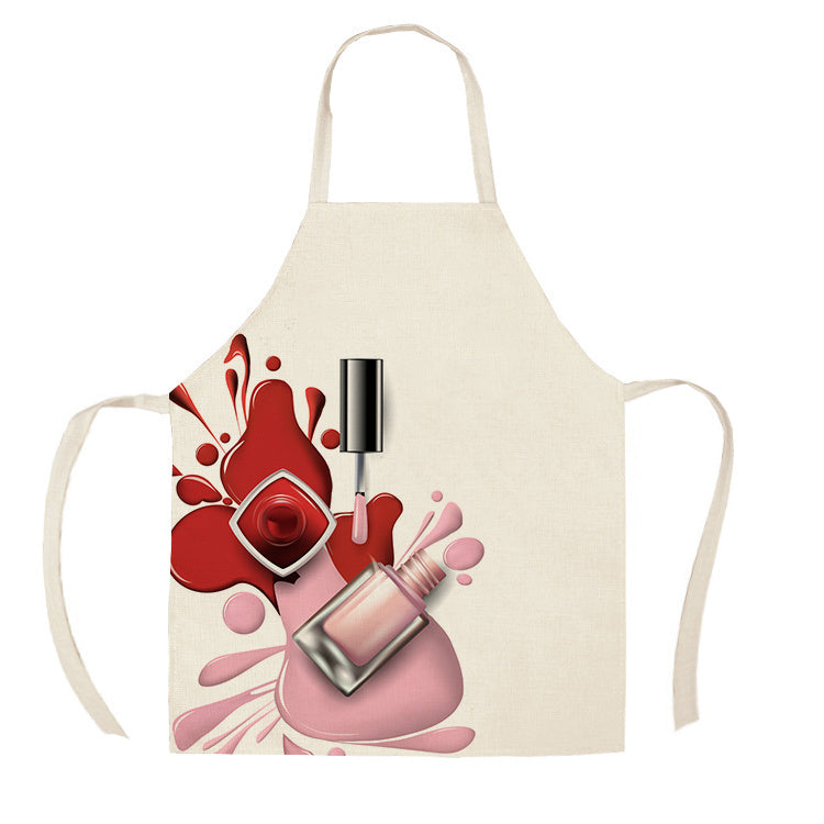 Pink Nail Polish Cotton Hemp Apron