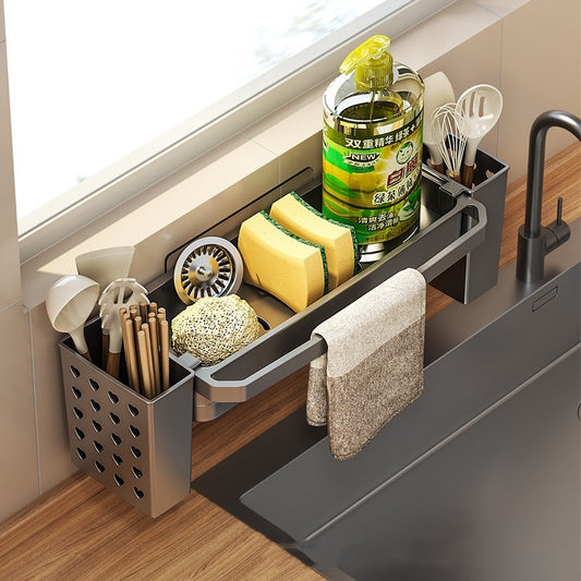 Rag Drain Rack Kitchen Sink Storage Shelf