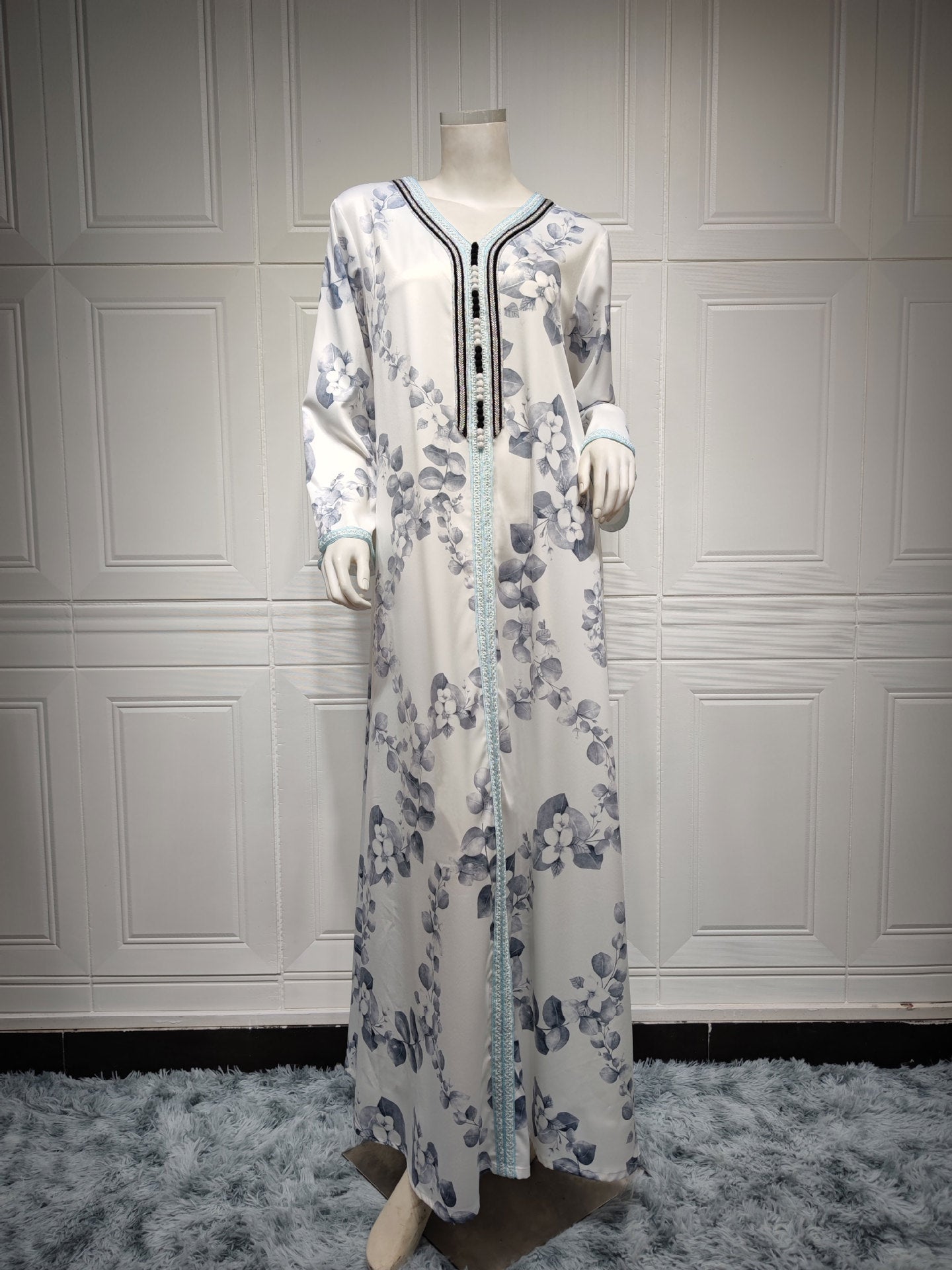 Muslim Female Hui Print Dress Robe