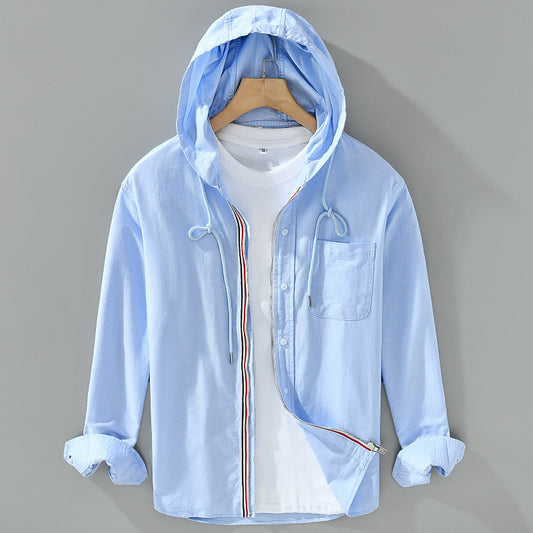 Cotton Hooded Shirt Coat American Casual Men