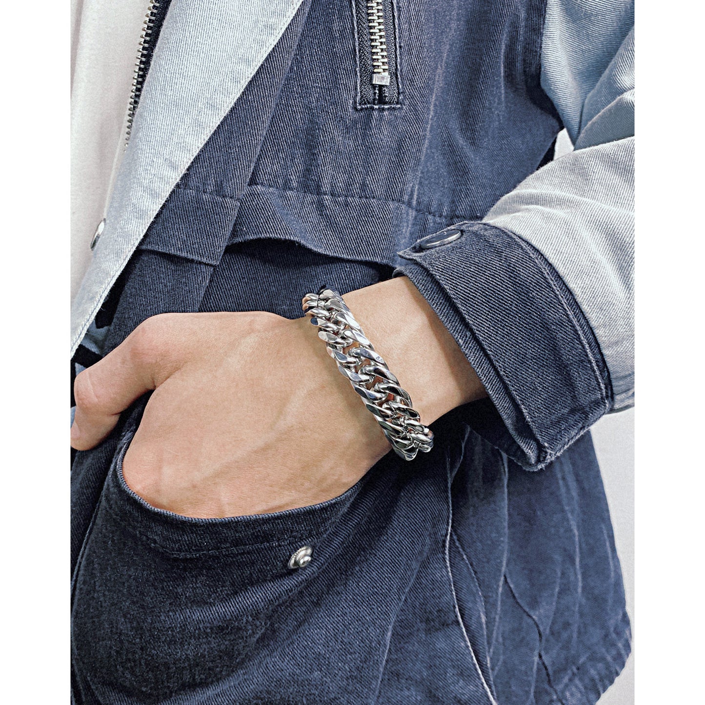 Hip Hop Cuban Link Chain Titanium Steel Bracelet Men