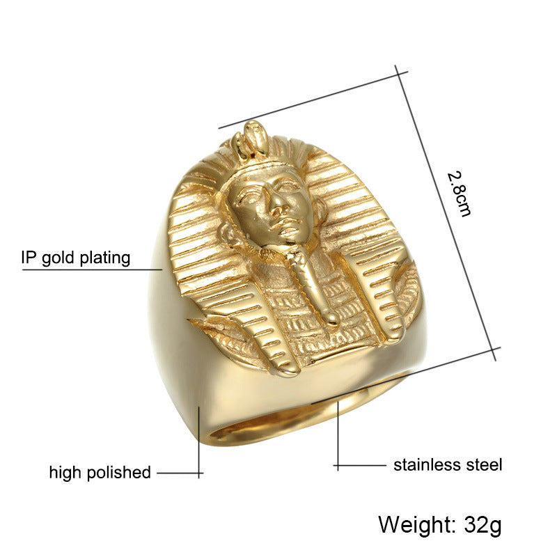 Egyptian Pharaoh Men's Stainless Steel Ring