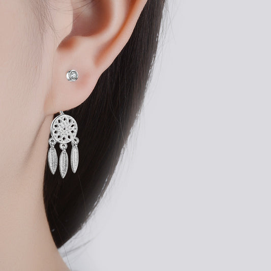 Women's Fashion Feather Dream Catcher Ear Studs