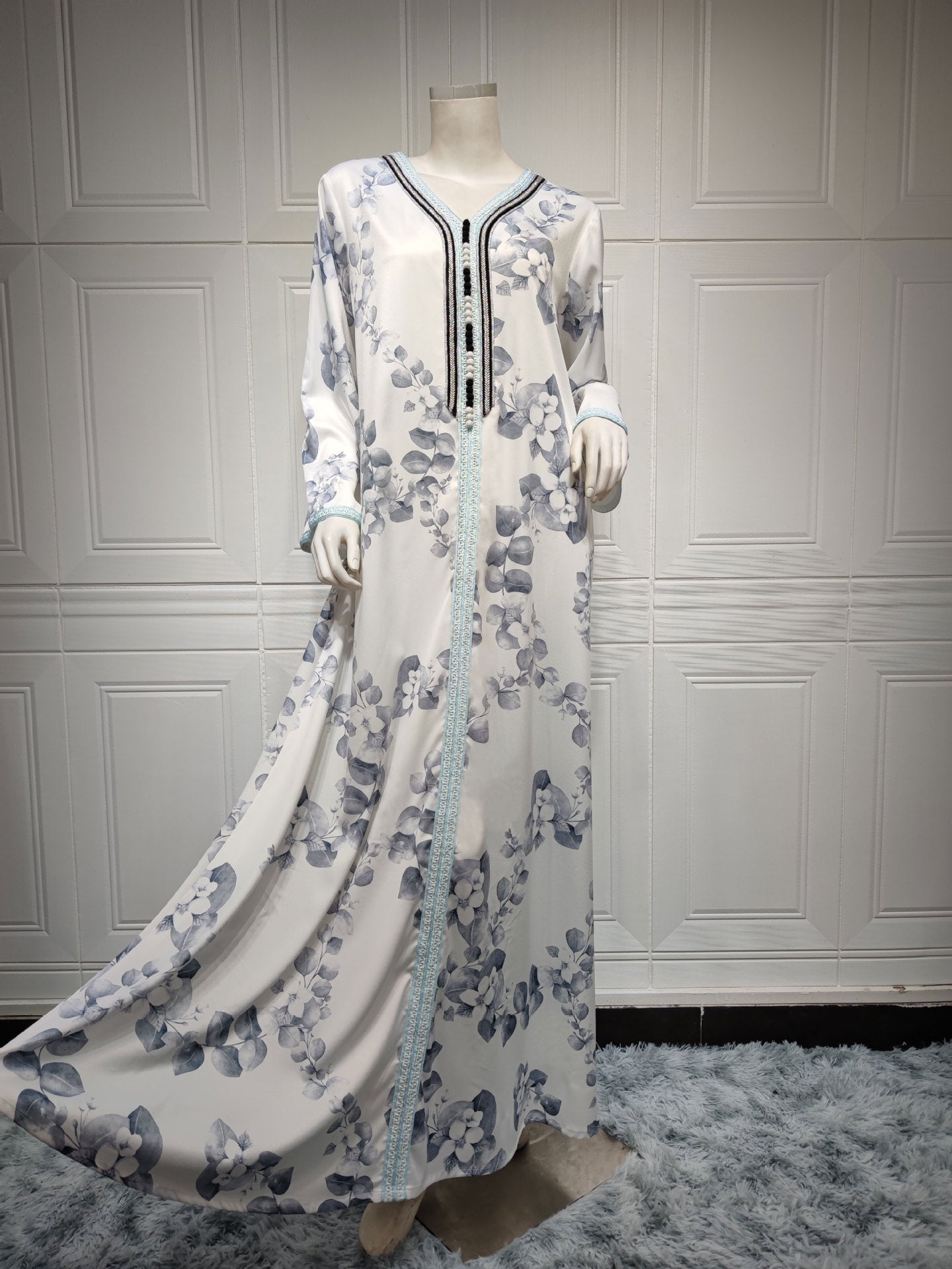 Muslim Female Hui Print Dress Robe