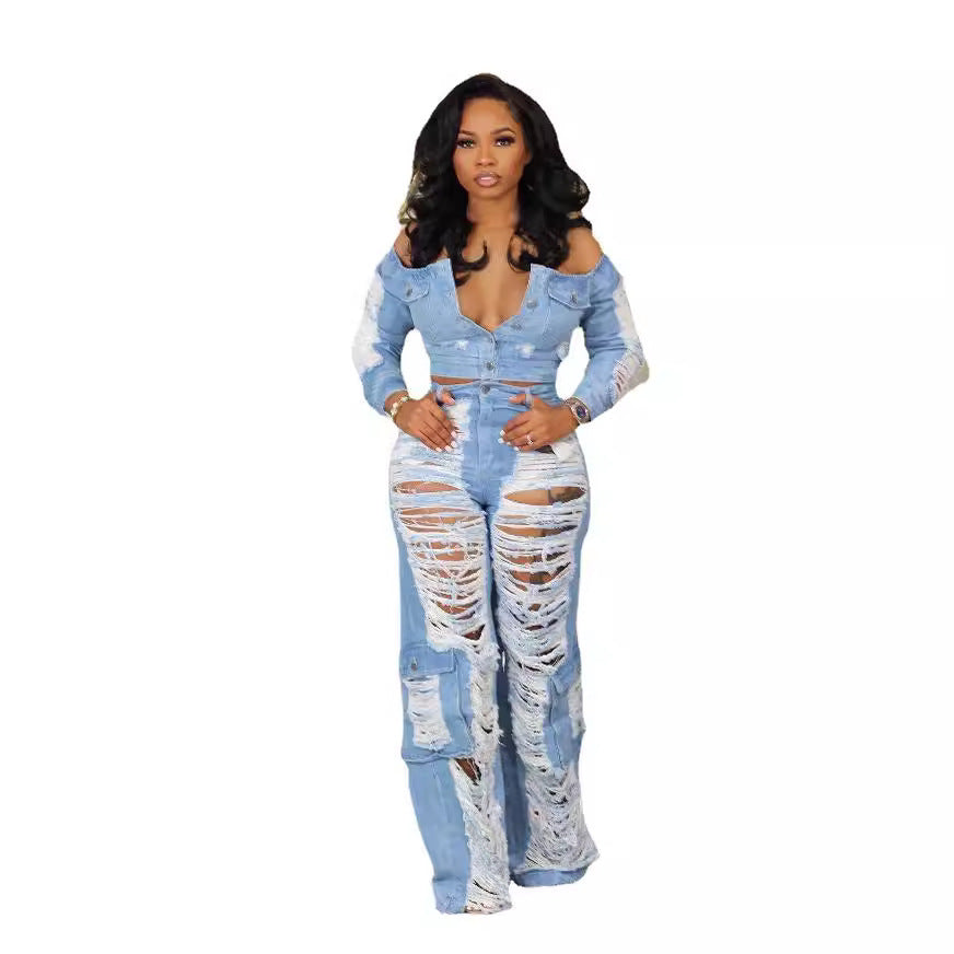 Women's Fashion Individual Casual Ripped Jeans