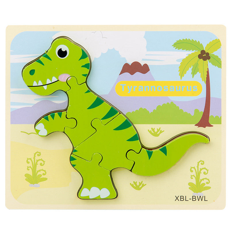 Baby Wooden Cartoon Dinosaur 3D Puzzle Jigsaw for Kids Montessori Early Learning Educational Puzzle Toys