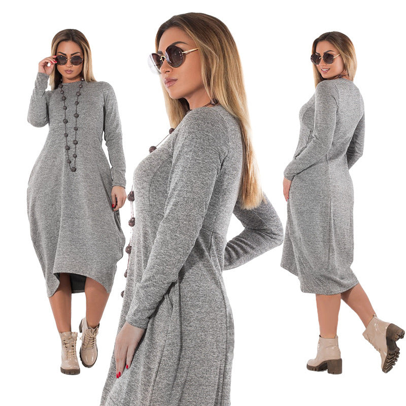 Long sleeve plus size autumn and winter dress