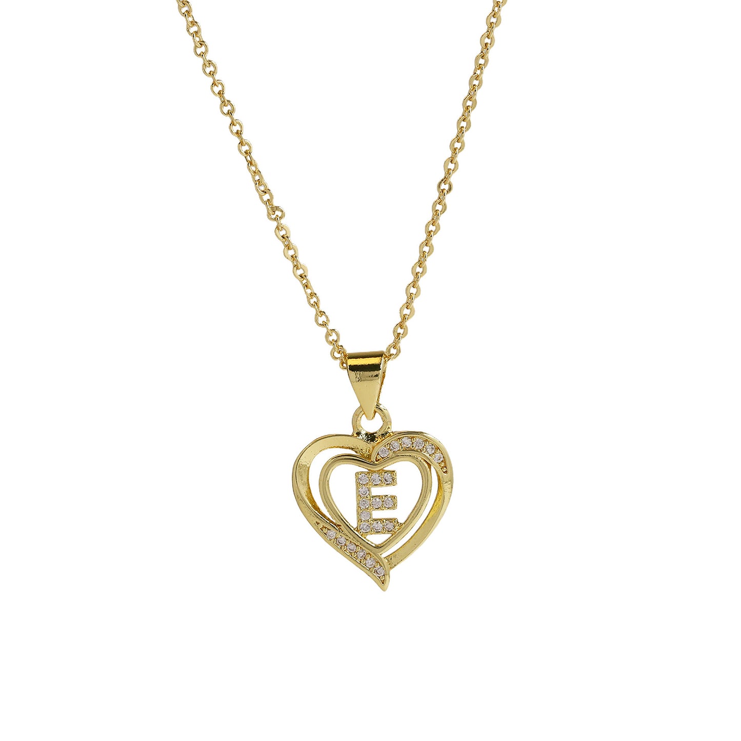 18K Brass Peach Heart 26 English Letters Necklace