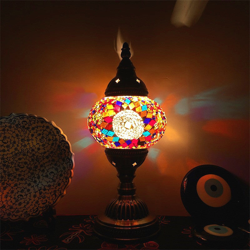 New Style Turkish Mosaic Table Lamp Vintage Art Deco Handcrafted Glass Romantic Bed Light