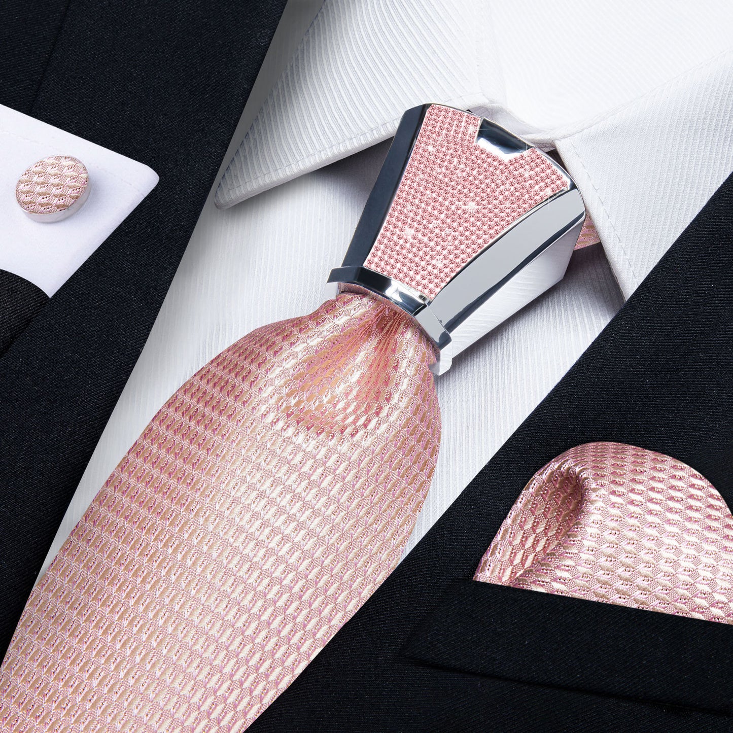 Luxury Men's Ties Accessories Designer Pink Silver Blue