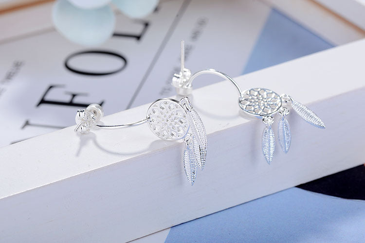 Women's Fashion Feather Dream Catcher Ear Studs