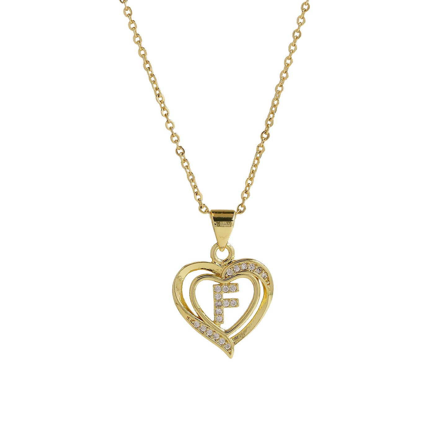 18K Brass Peach Heart 26 English Letters Necklace