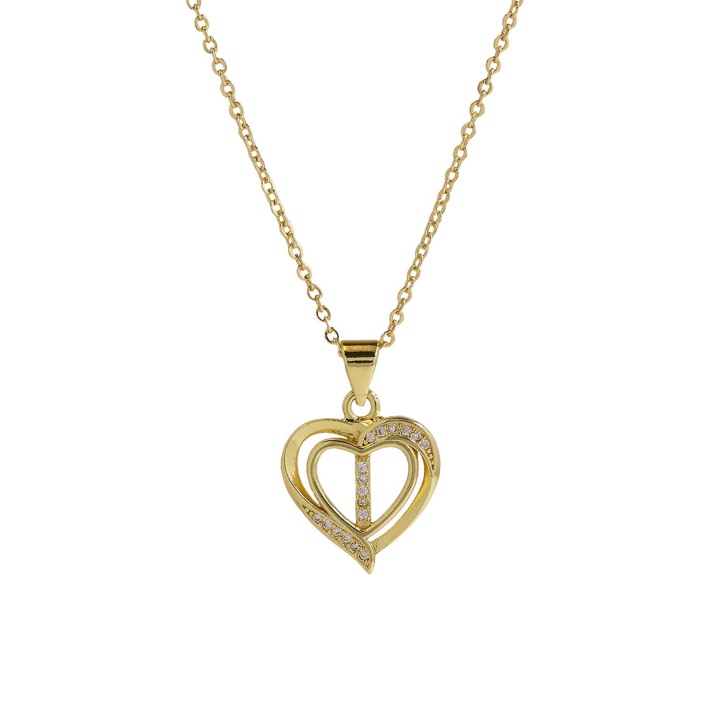 18K Brass Peach Heart 26 English Letters Necklace