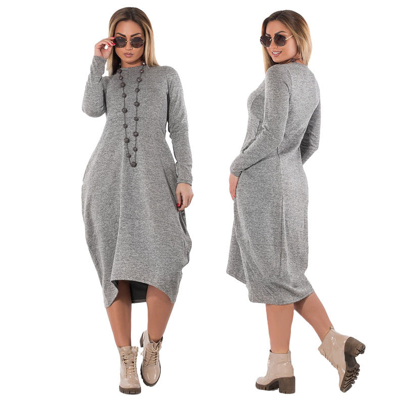 Long sleeve plus size autumn and winter dress