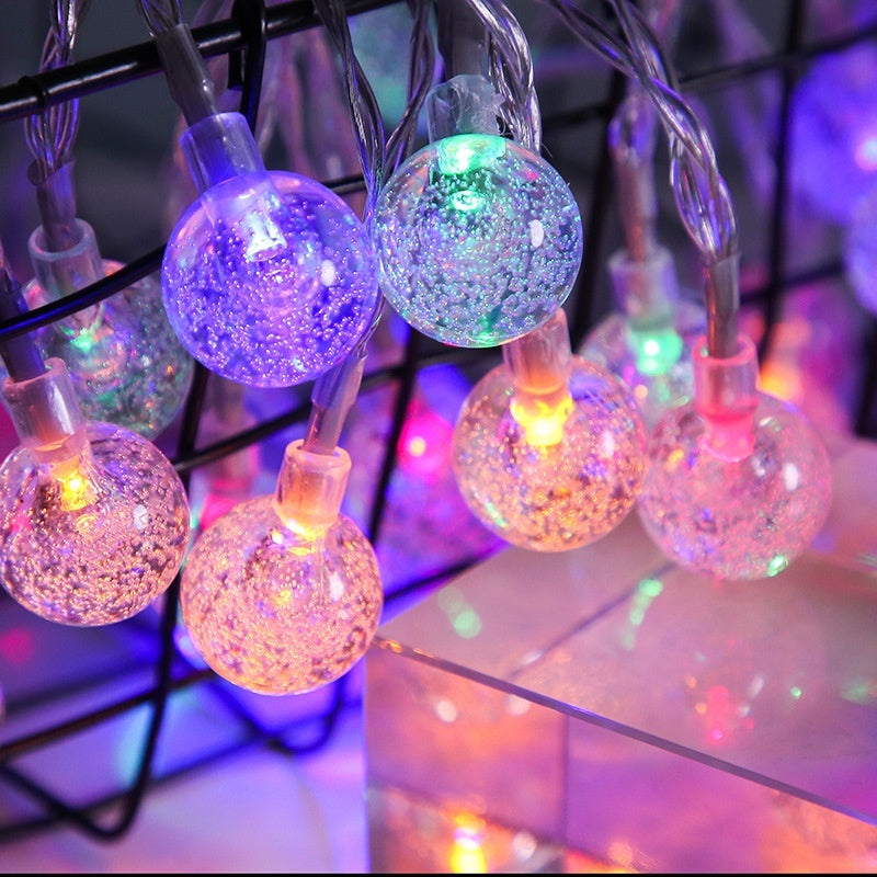 Waterproof LED Crystal Bubble Ball Lighting Chain Festival Outdoor Tent Courtyard Room Decoration