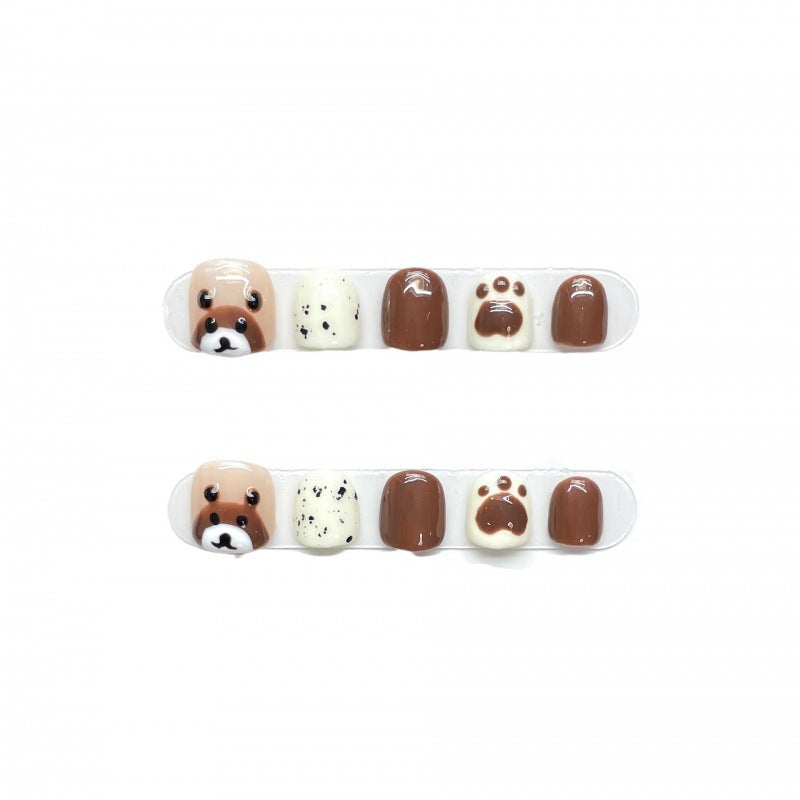 Wear Nail Tip Girls Fake Nails Nail Stickers Little Brown Bear Girls Nails