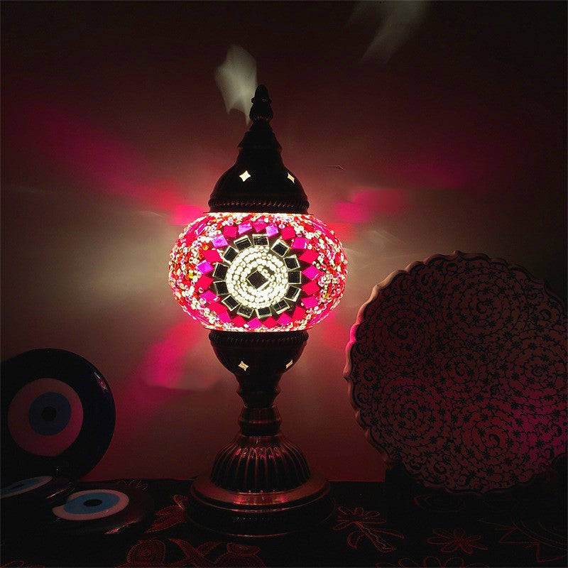 New Style Turkish Mosaic Table Lamp Vintage Art Deco Handcrafted Glass Romantic Bed Light