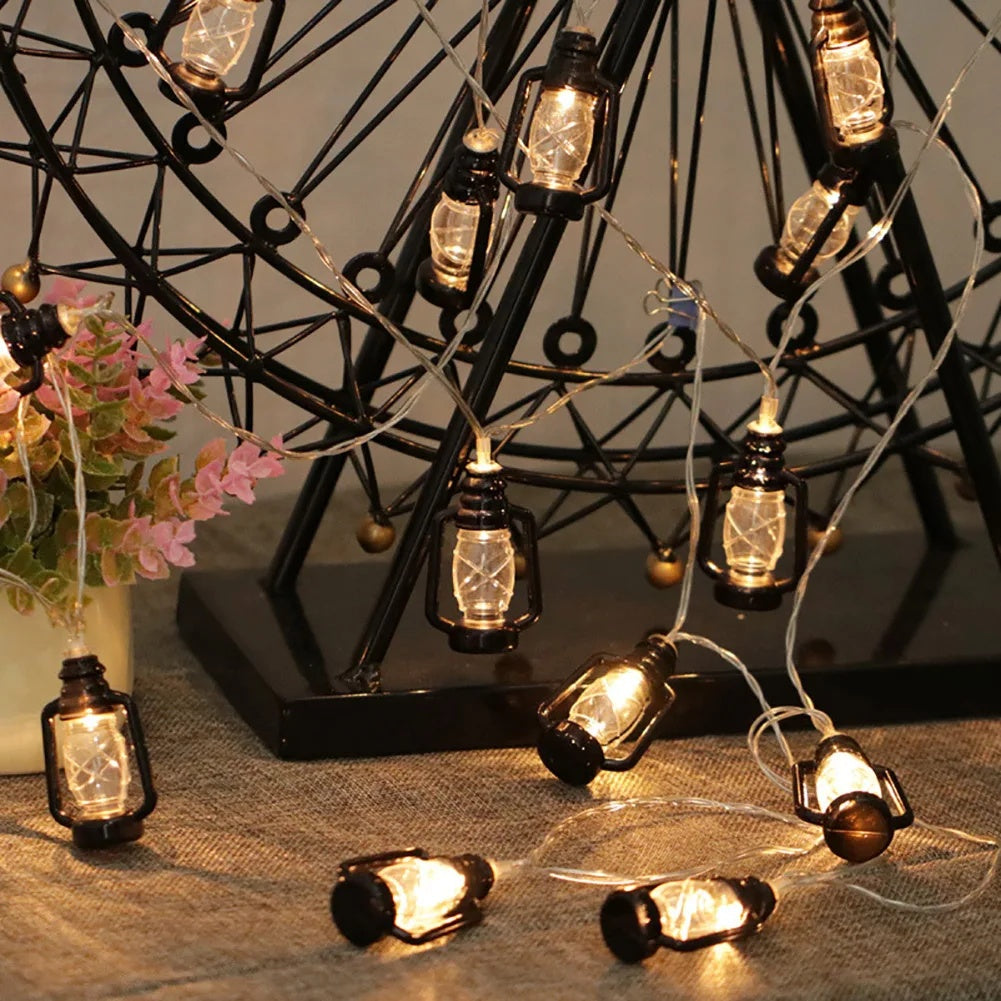 Led Fairy Lights Retro Kerosene Lamp LED String Lights Christmas Light Battery Powered Outdoor Yard Home Party Decoration