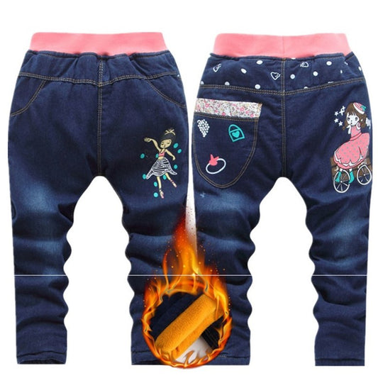 Winter children's thick jeans