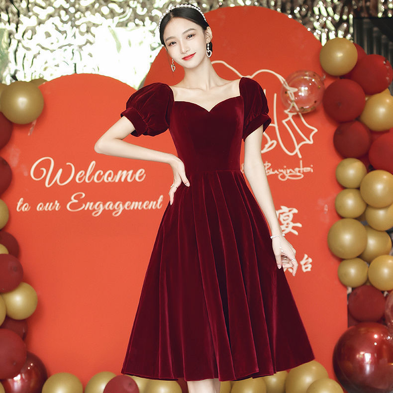 Women's One Shoulder Velvet Evening Dress