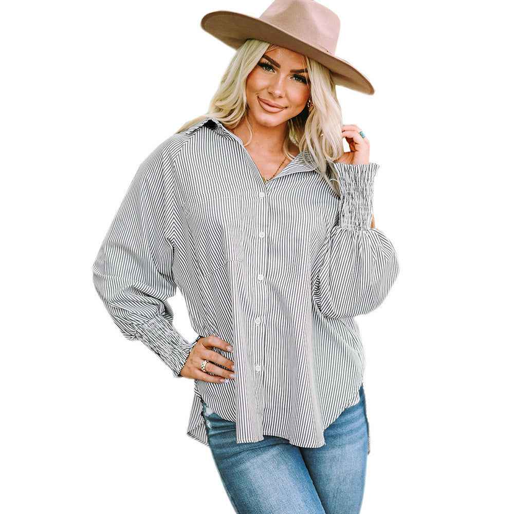 Smocking Bubble Long Sleeve Shirt