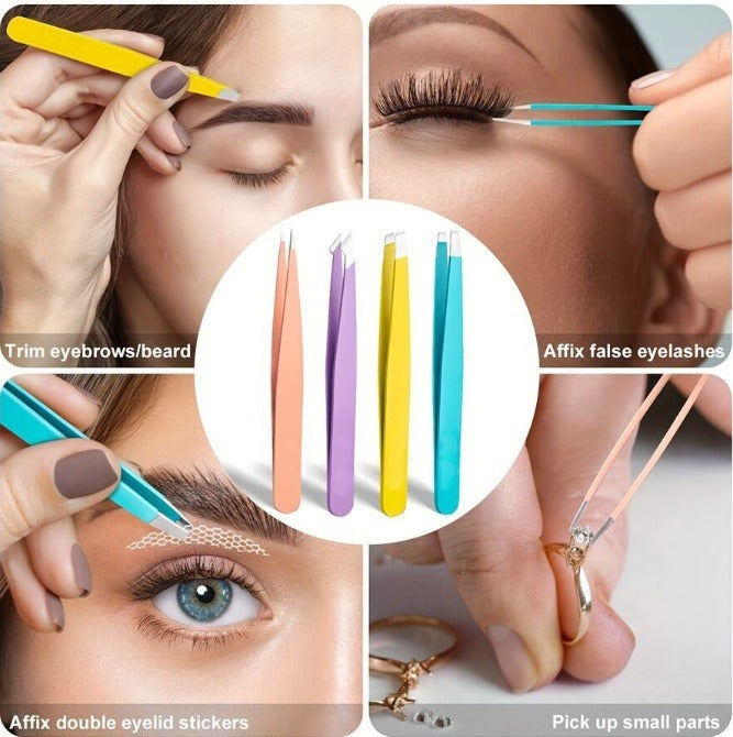 Stainless Steel Fine Brow Tweezers - Precision Hair Removal And Brow Shaping Tools, Non-slip, Durable And Portable Beauty Tweezers