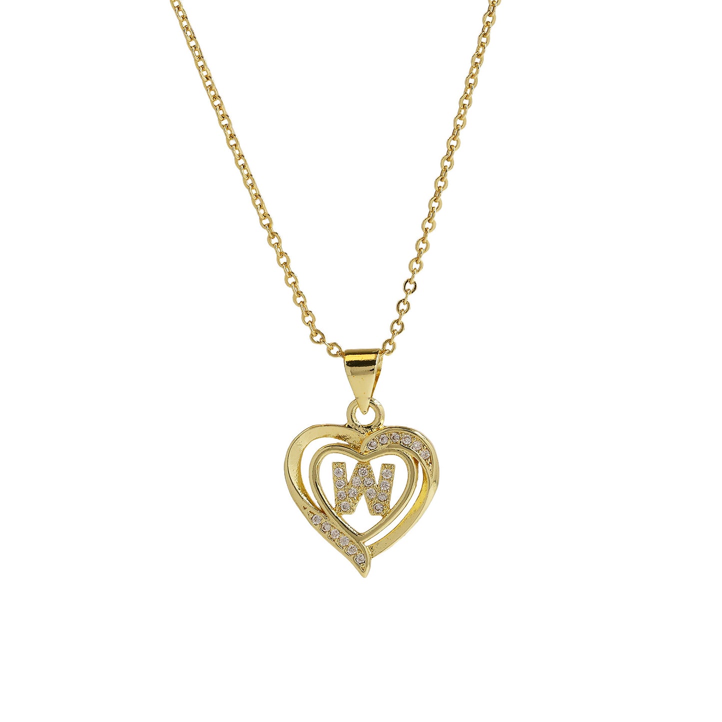 18K Brass Peach Heart 26 English Letters Necklace