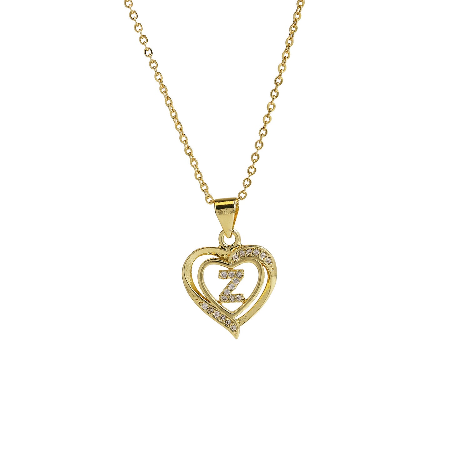 18K Brass Peach Heart 26 English Letters Necklace