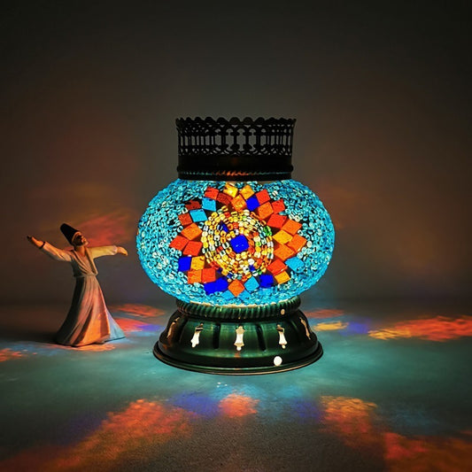 Morocco Turkish Mosaic Lamp Handmade Stained Glass Bedroom Table Lamp Battery Operated And Switch LED Wireless Night Lamp