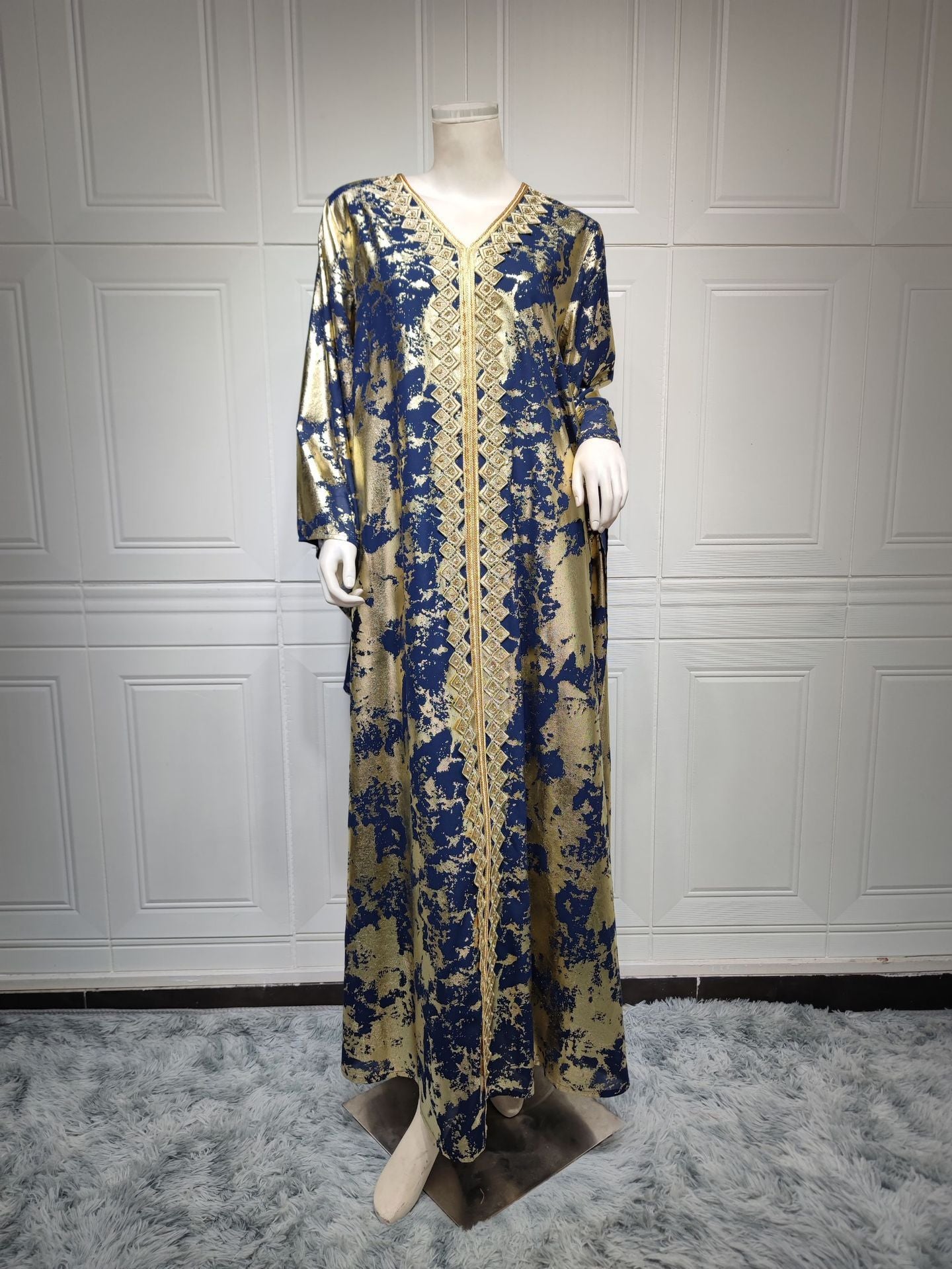 Muslim Chiffon Bronzing Robe Containing Belt Dress