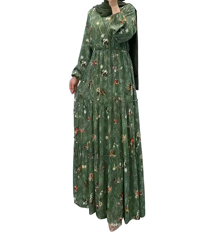 Women's New Flower Turtleneck Dress Fashion Commuter Muslim Dress