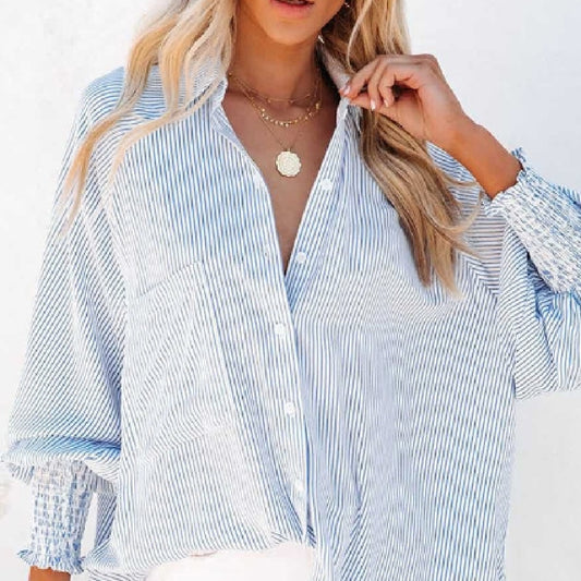 Smocking Bubble Long Sleeve Shirt