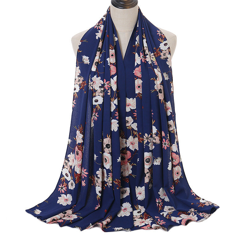 Printed Seersucker Ladies Long Scarf Chiffon Fashion Scarf