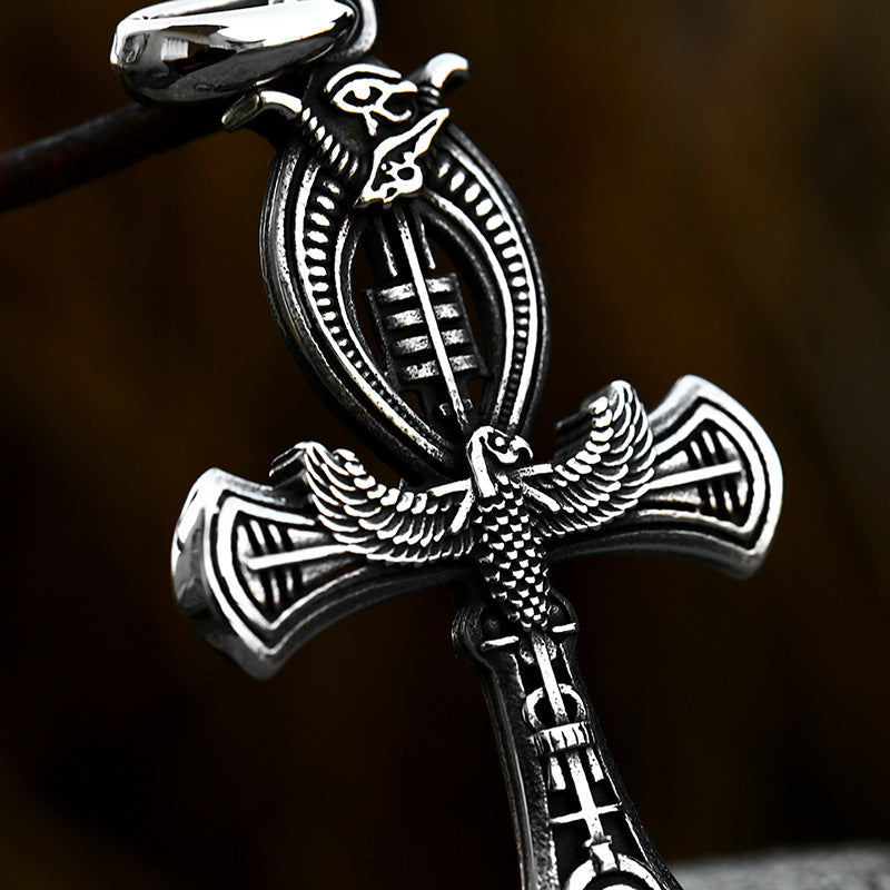 Vintage Egyptian Cross Stainless Steel Pendant