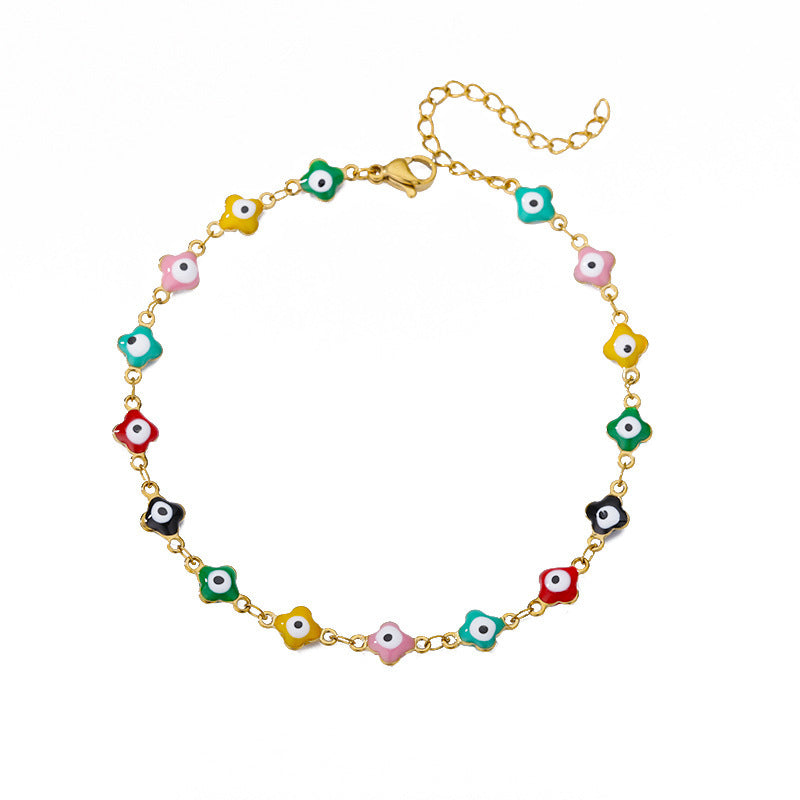 Devil's Eye Anklet Personality Combination Color Eyes Irregular Pearl