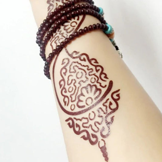 Red Brown Waterproof Indian Lace Tattoo Sticker