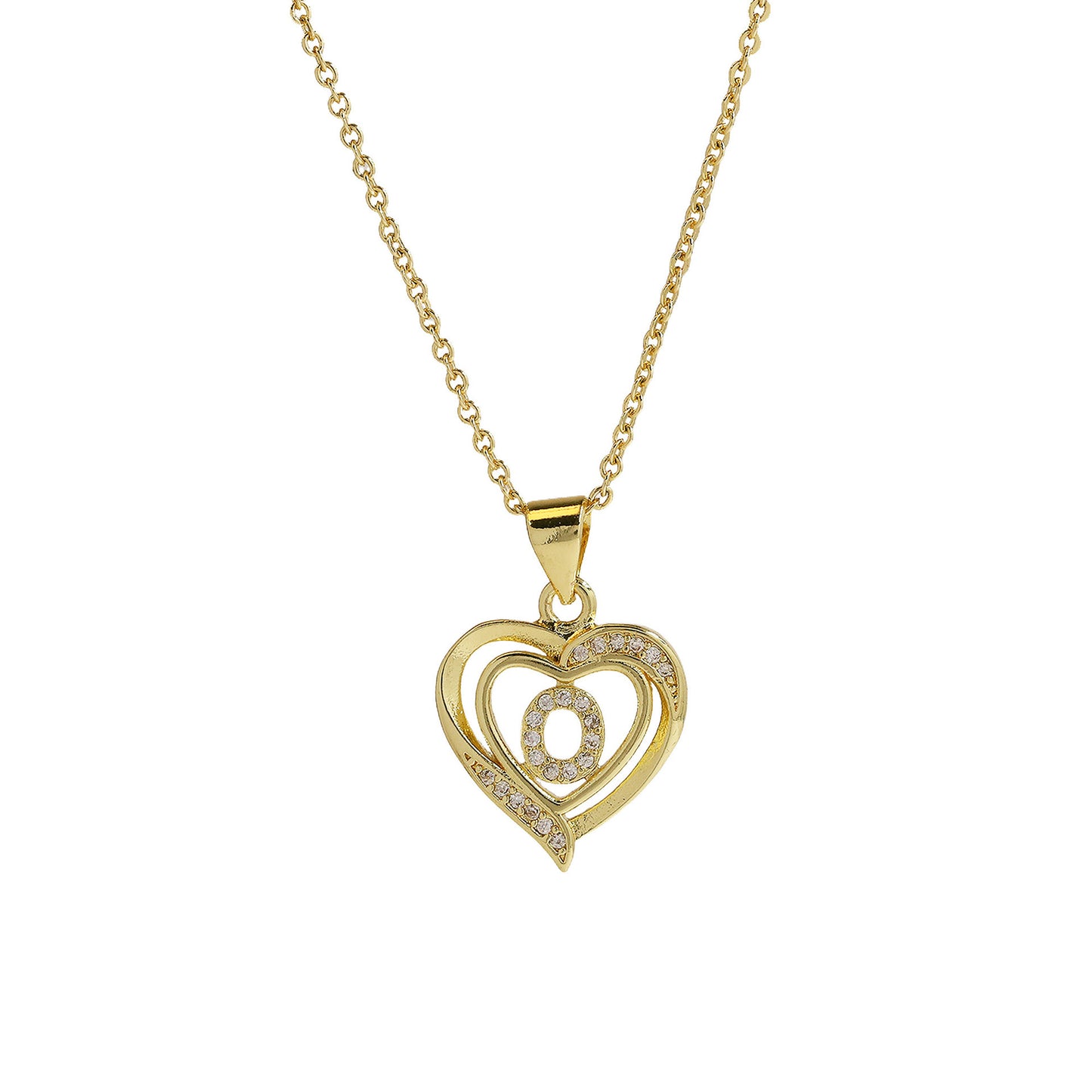 18K Brass Peach Heart 26 English Letters Necklace