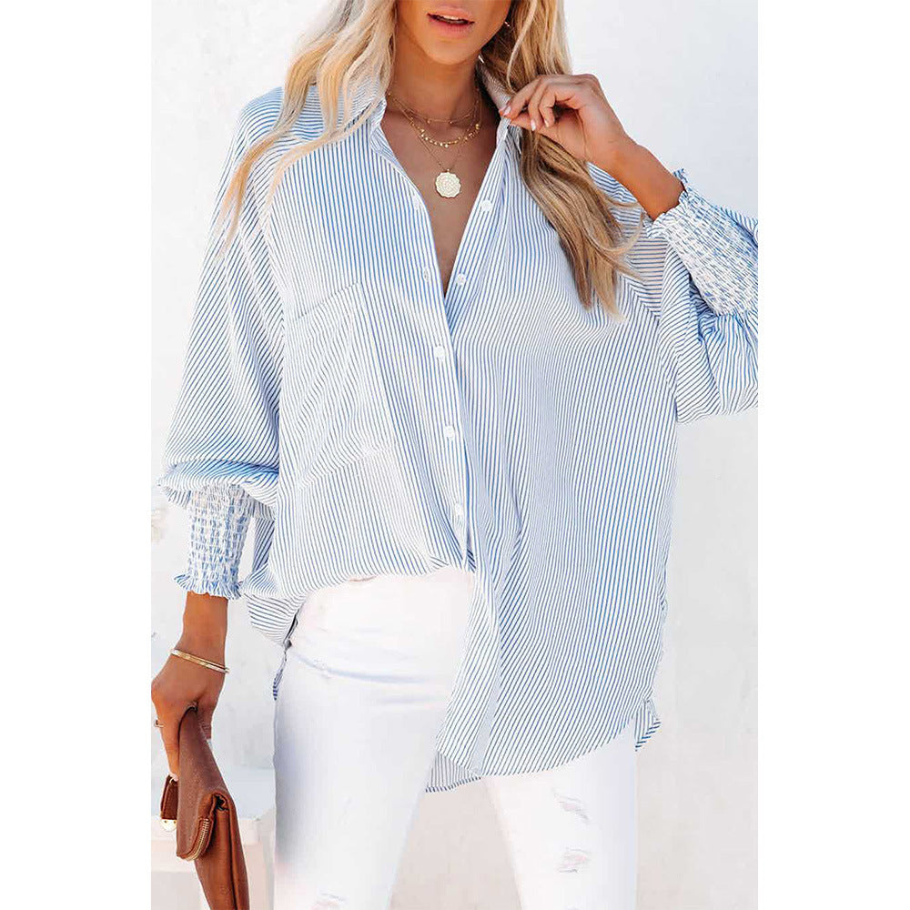 Smocking Bubble Long Sleeve Shirt