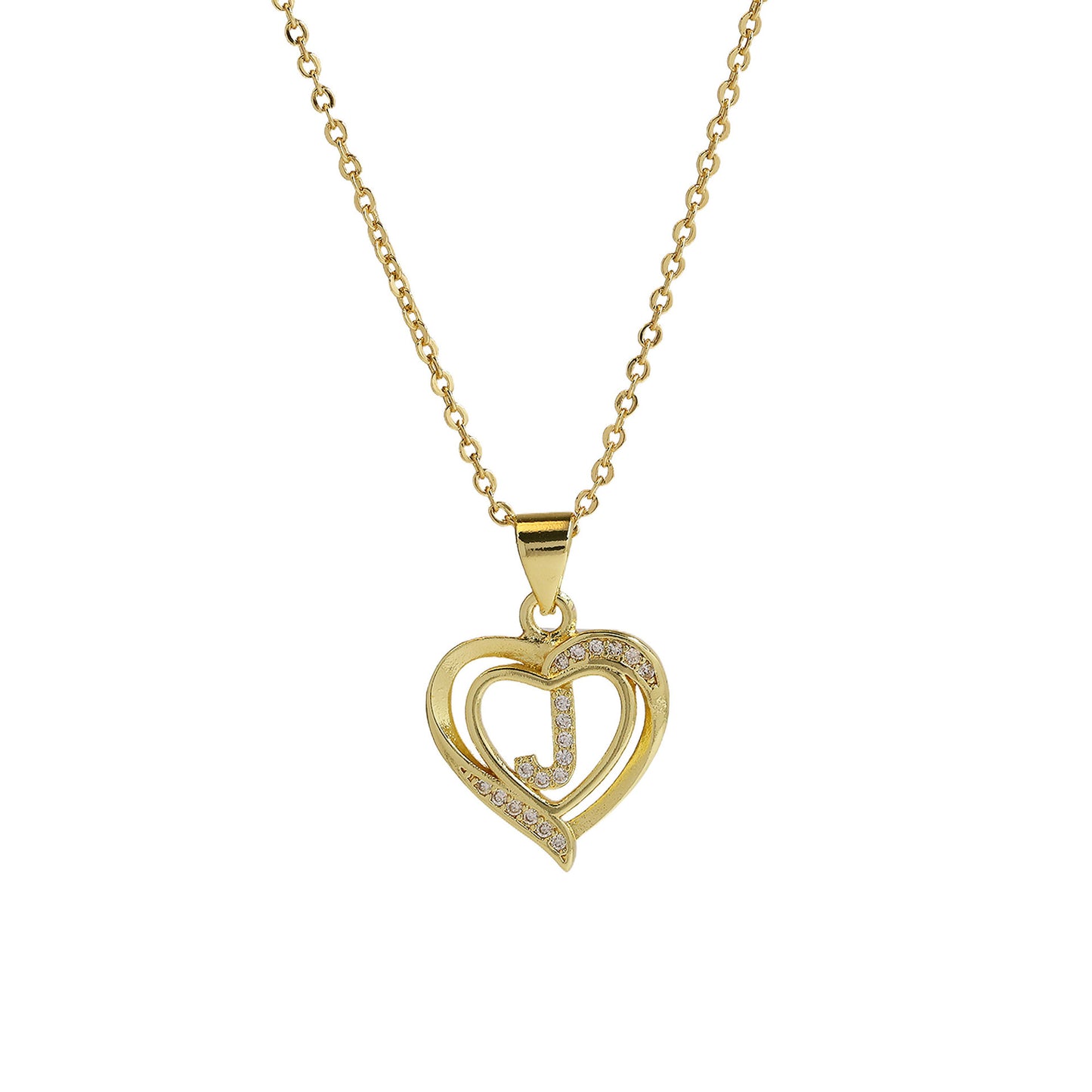 18K Brass Peach Heart 26 English Letters Necklace