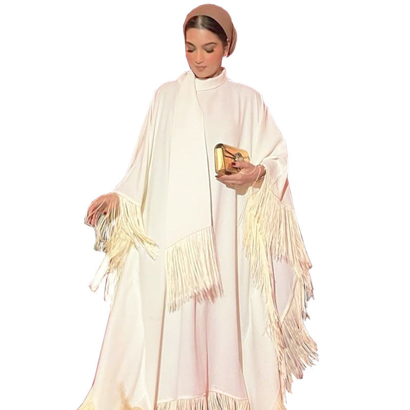 Muslim Women Batwing Sleeve Tassel Kaftan High Fashion Dress