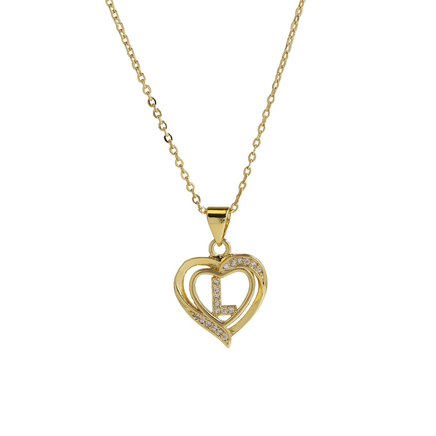 18K Brass Peach Heart 26 English Letters Necklace